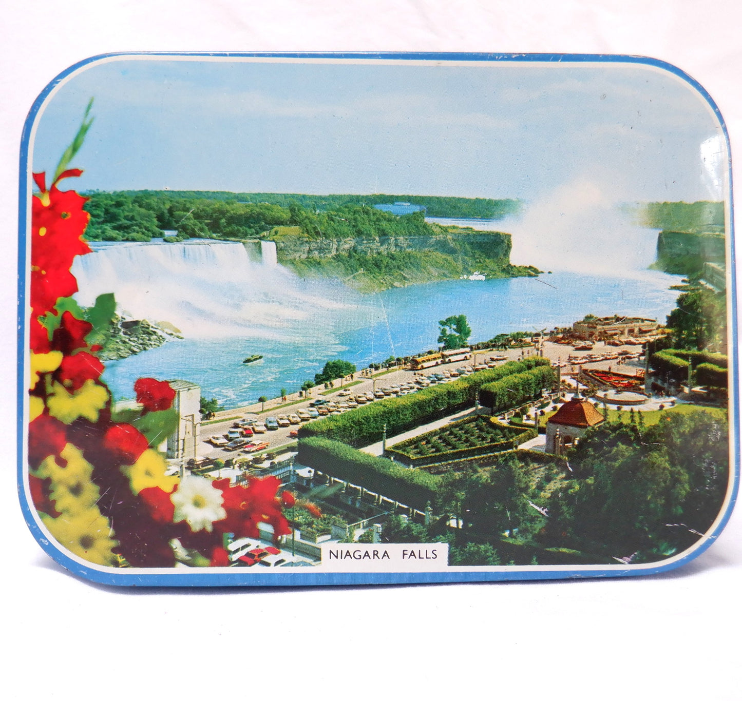 VINTAGE 60's TIN CONTAINER: 'NIAGARA FALLS, CANADA'