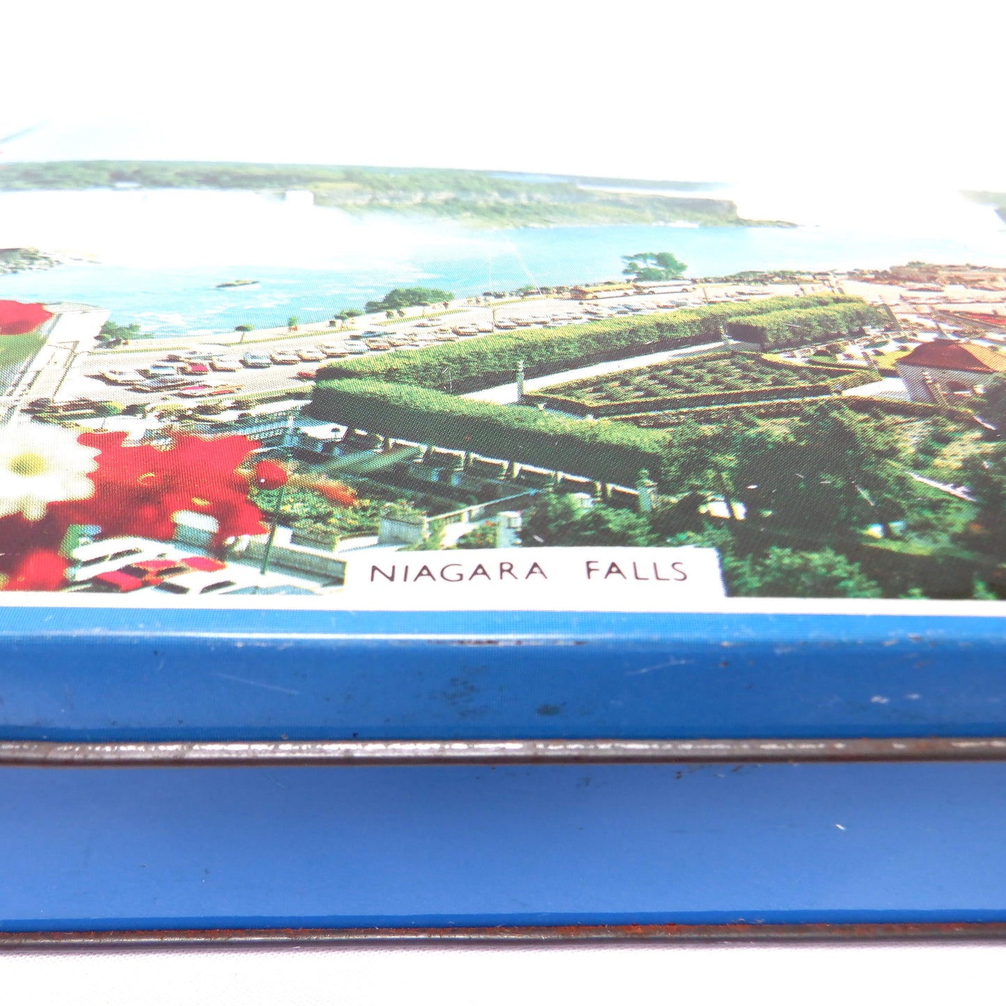 VINTAGE 60's TIN CONTAINER: 'NIAGARA FALLS, CANADA'