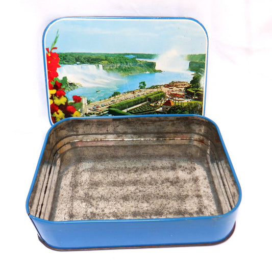 VINTAGE 60's TIN CONTAINER: 'NIAGARA FALLS, CANADA'