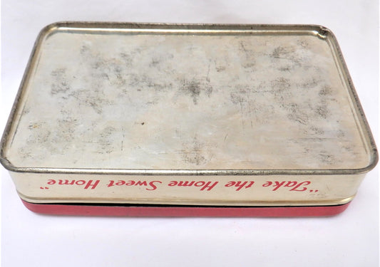 Vintage Tin Container By BLUE BIRD TOFFEE: Thatched Roof Village #1