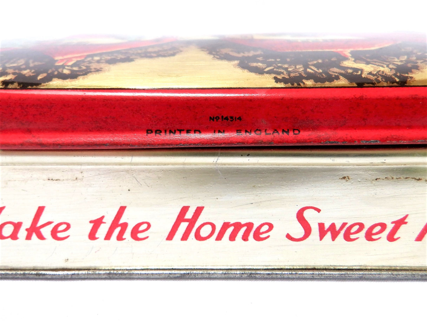 Vintage Tin Container By BLUE BIRD TOFFEE: Thatched Roof Village #1