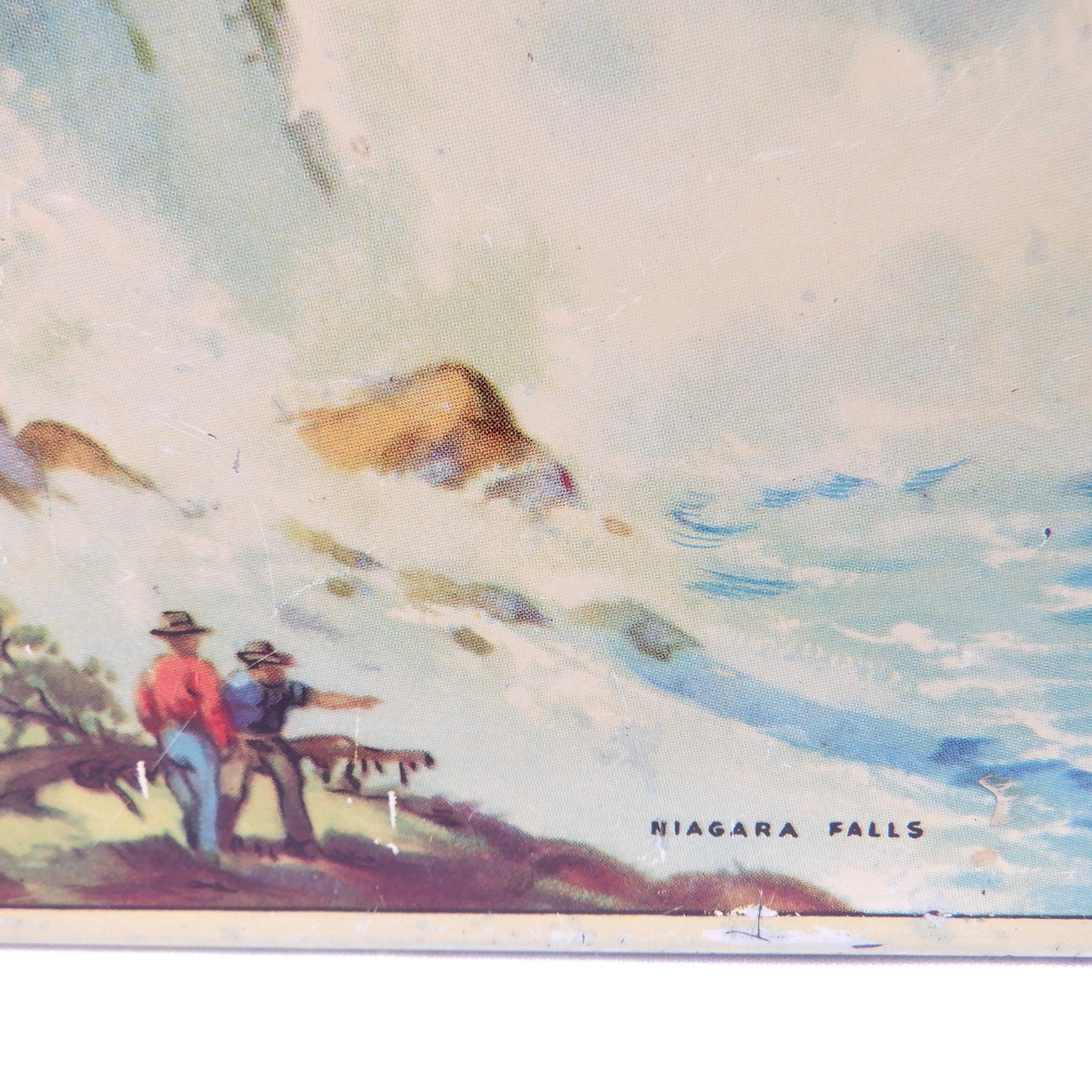 Antique Tin from BLUE BIRD TOFFEE: 'AMERICAN NIAGARA FALLS & THE MAID OF THE MIST'