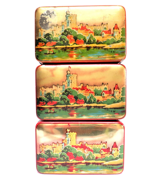 THREE-PACK of Antique Toffee Tins from BLUE BIRD of Hunnington, England: 'HRH WINDSOR CASTLE'