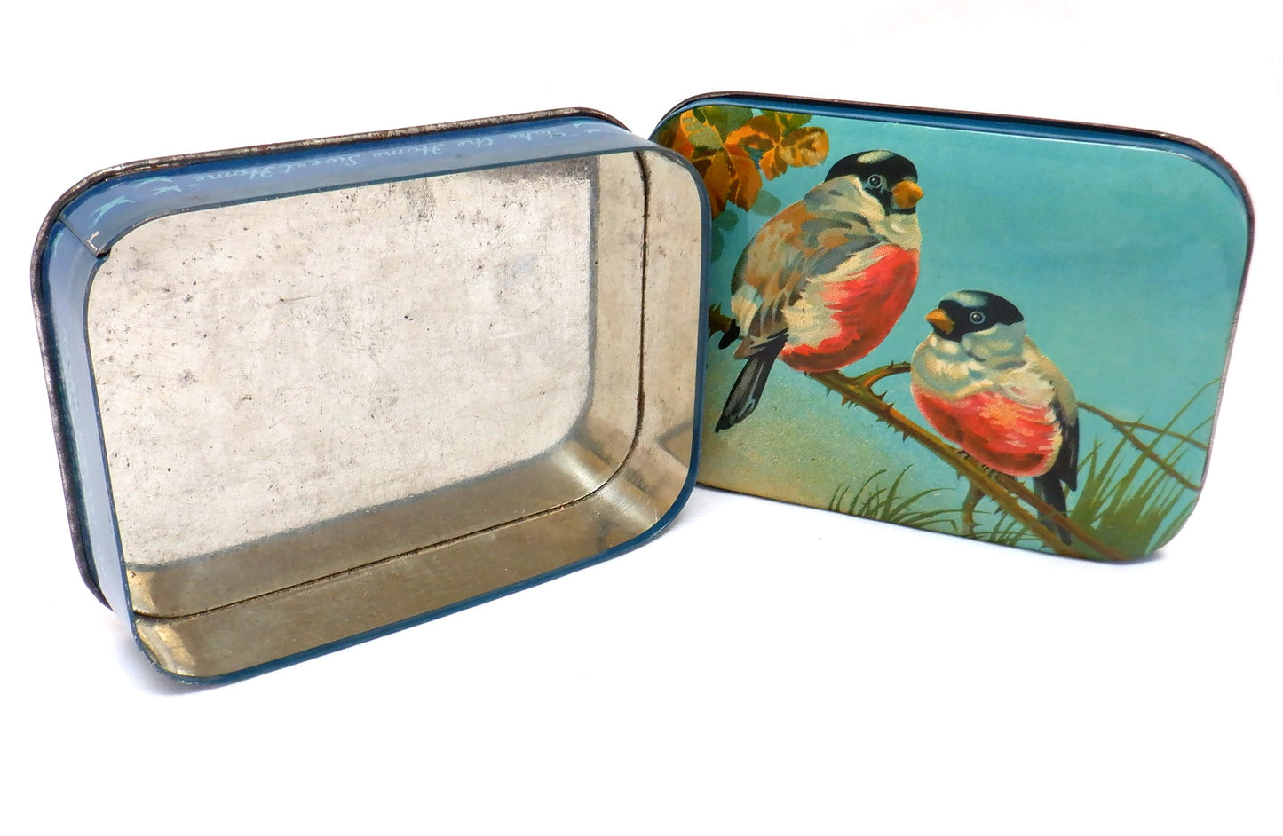 Antique Full-Colour Tin by Bluebird Toffee of England: 'TWO SONGBIRDS'
