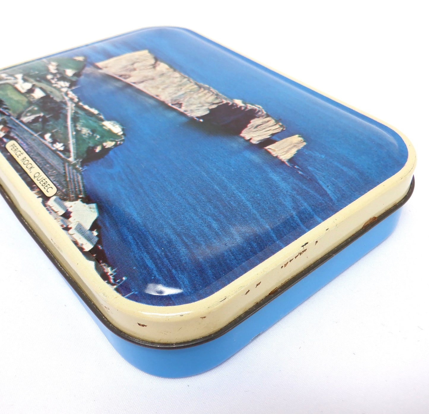 BLUE BIRD TOFFEE Vintage Tin: Perce Rock Quebec, Canada #1