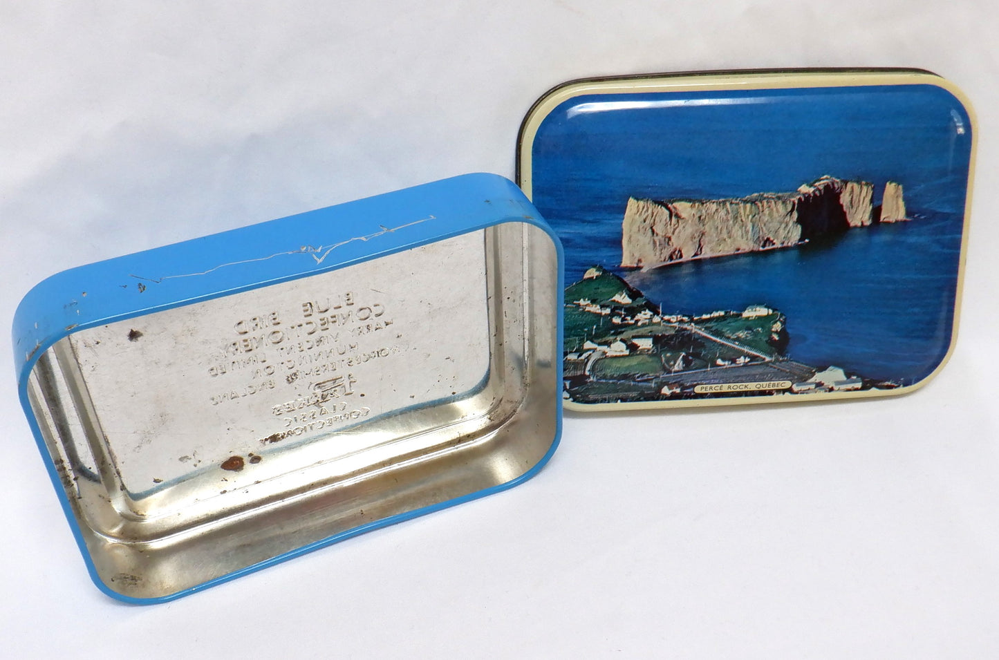 BLUE BIRD TOFFEE Vintage Tin: Perce Rock Quebec, Canada #1