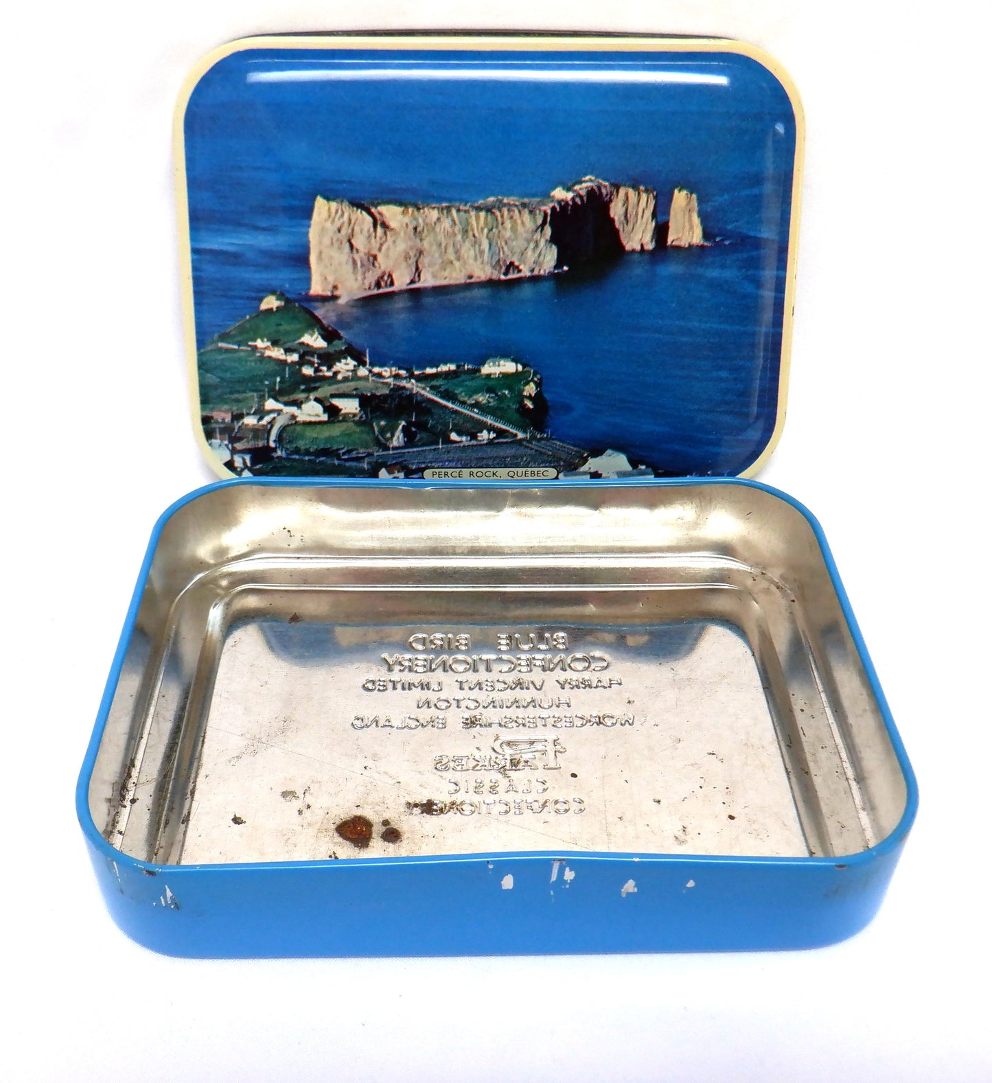 BLUE BIRD TOFFEE Vintage Tin: Perce Rock Quebec, Canada #1