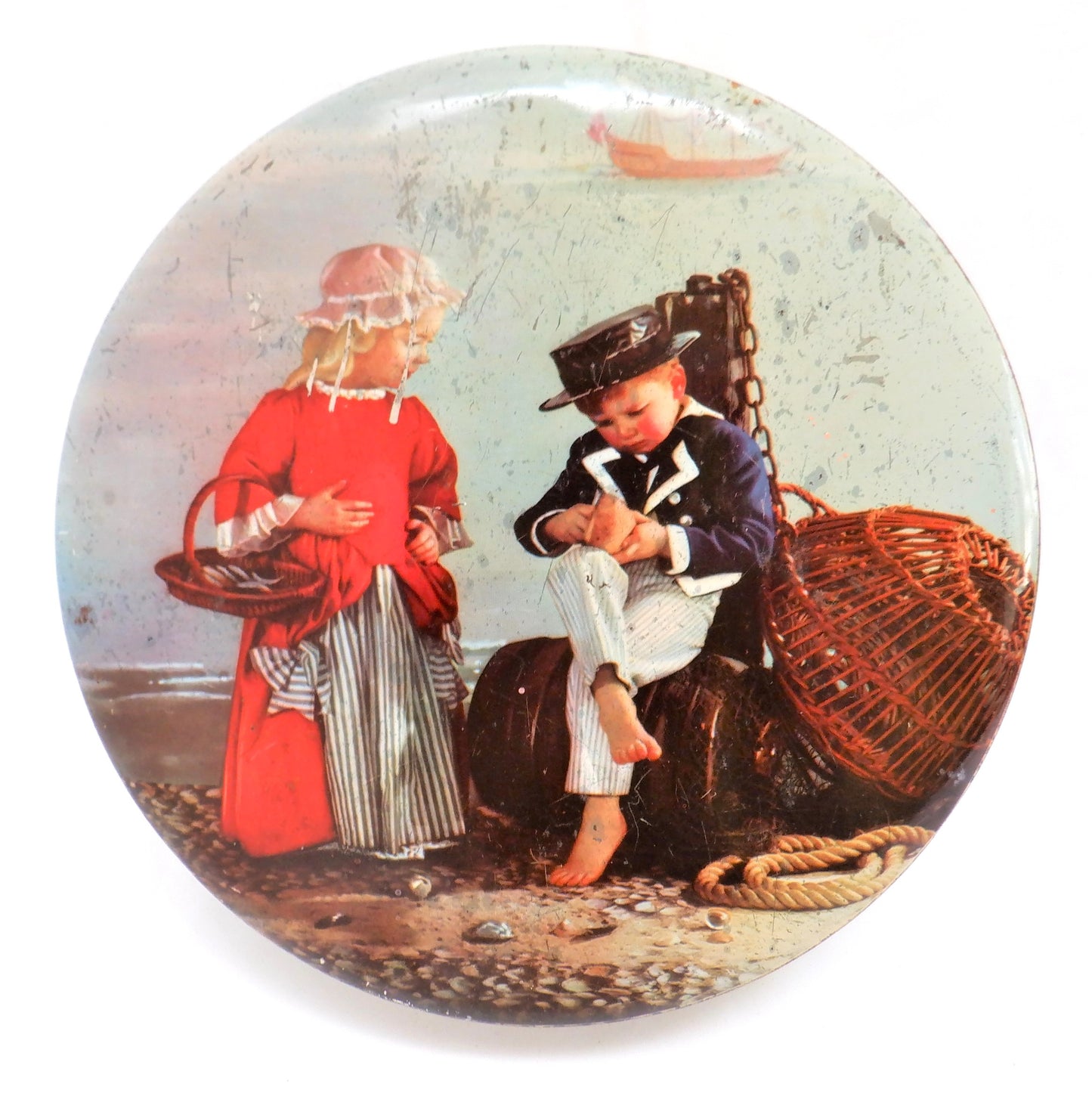 Vintage Tin Container by SCRIBBANS-KEMP BAKERIES of LONDON: 'The Young Bare-Footed Sailor & The Girlfriend'