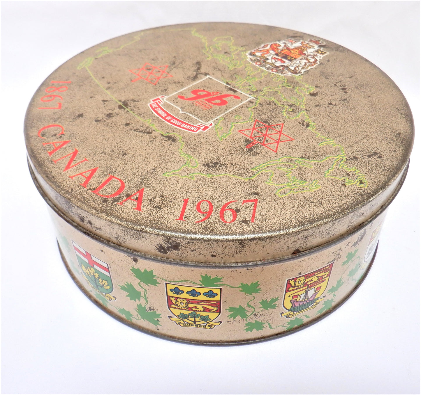 1967 CANADIAN CENTENNIAL TIN, from General Bakeries Limited: Made in CANADA!