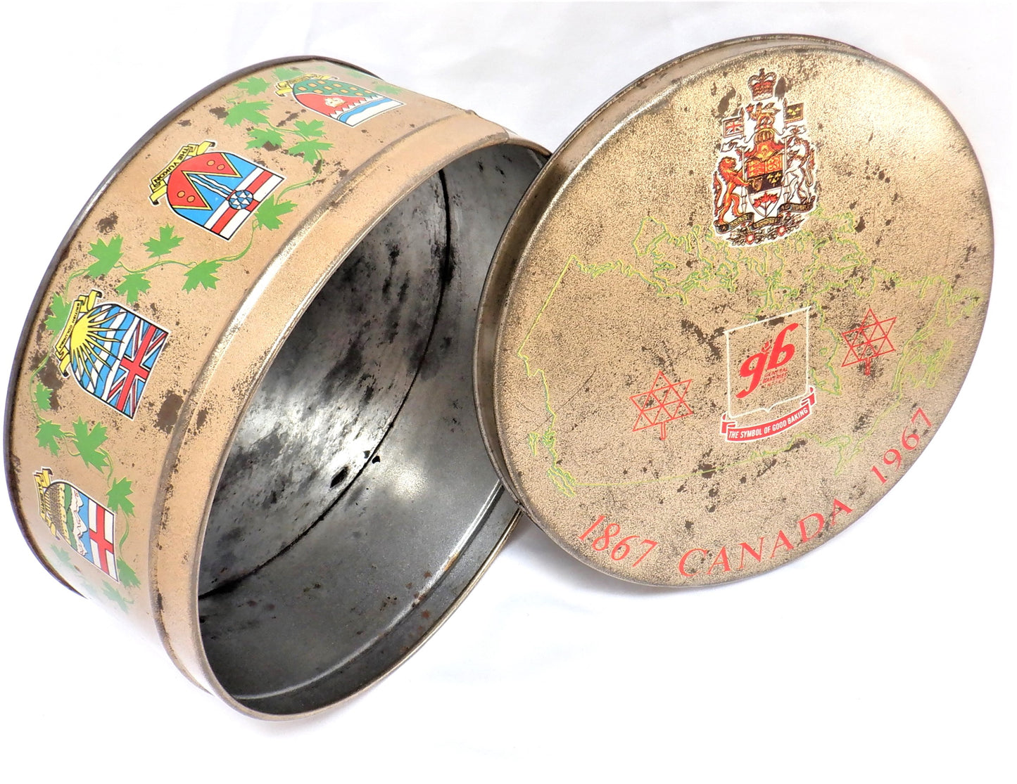 1967 CANADIAN CENTENNIAL TIN, from General Bakeries Limited: Made in CANADA!