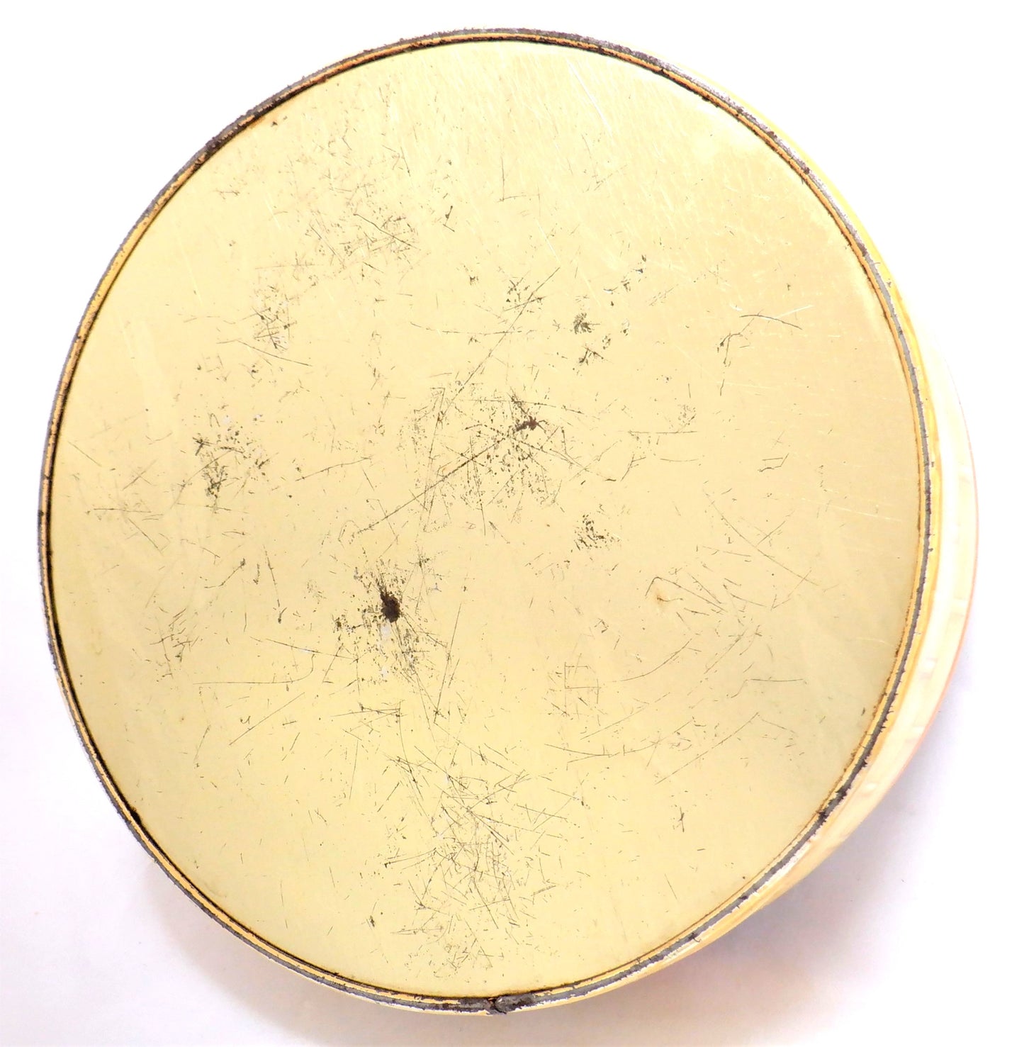 Vintage Mid-Century Round Cookie Tin Container: 'ROSE WICKER BASKET'