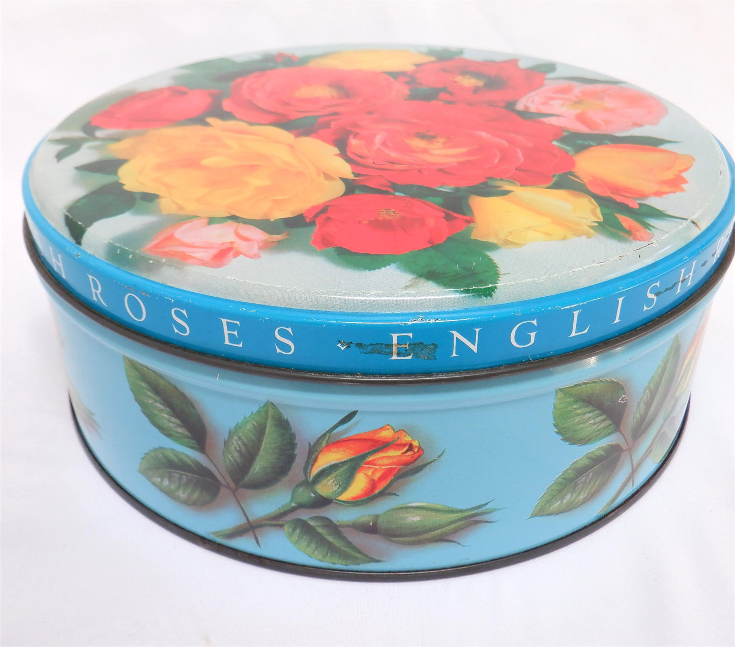 Famous Vintage Tin Cookie Container by CARR OF CARLISLE Limited of England: 'ENGLISH ROSES'