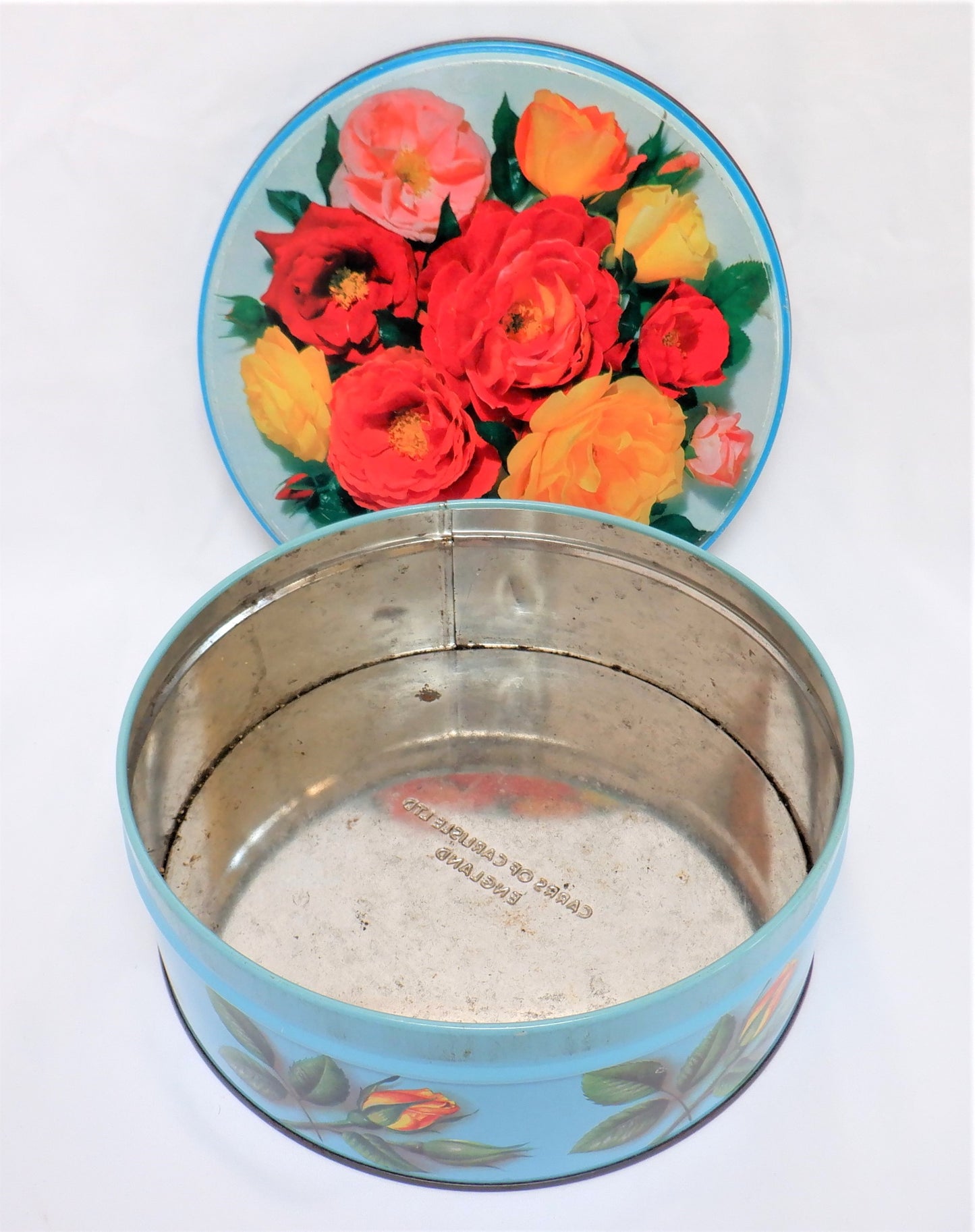 Famous Vintage Tin Cookie Container by CARR OF CARLISLE Limited of England: 'ENGLISH ROSES'