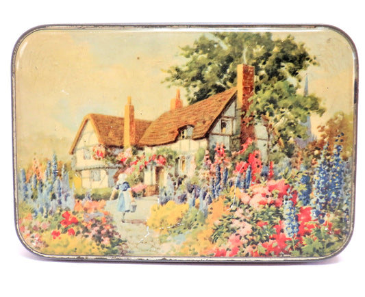 Vintage Tin Can by The BLUE BIRD Confectionery Company, 'THE FLOWER GARDEN' with BONUS Glass Collection!