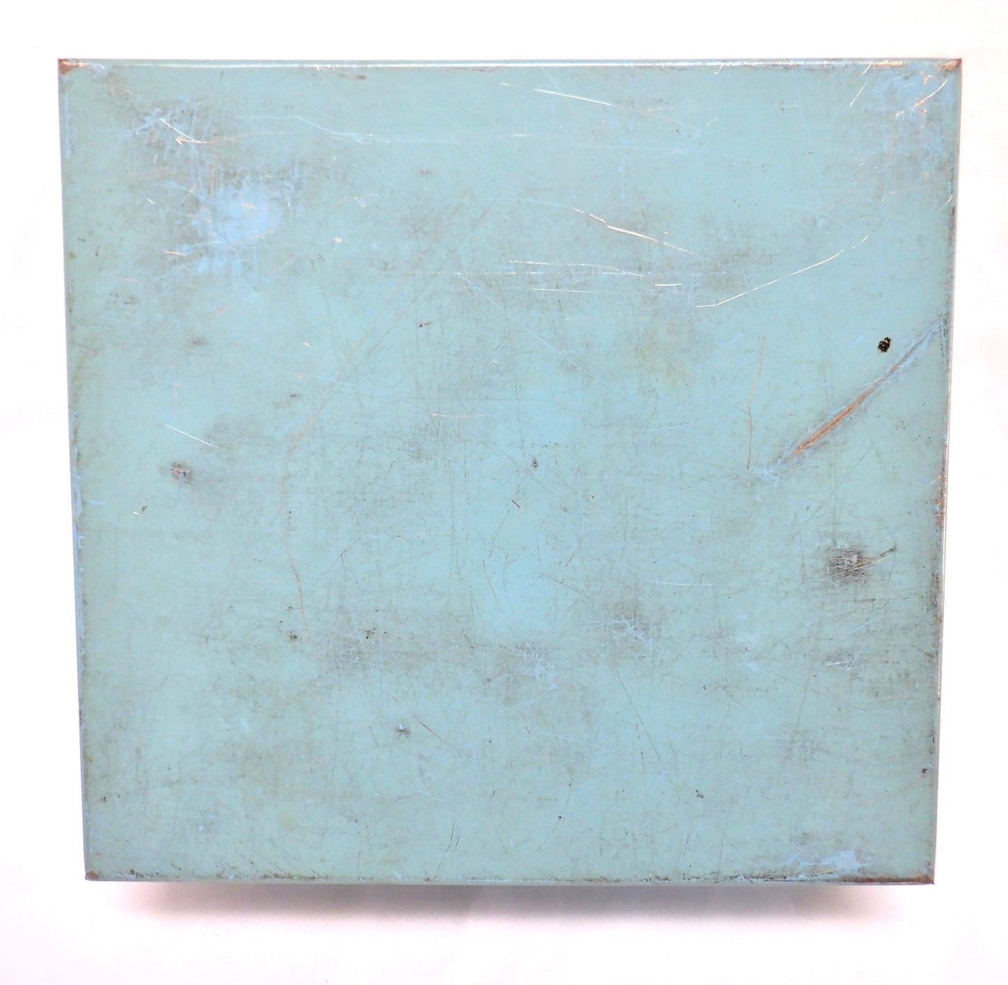 Large Vintage Robins-Egg Blue Tin Container by Elkes Biscuits: 'TRAFALGAR SQUARE'