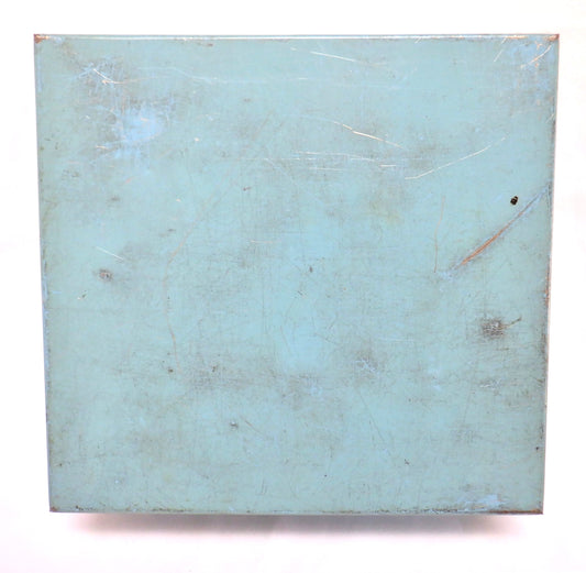 Large Vintage Robins-Egg Blue Tin Container by Elkes Biscuits: 'TRAFALGAR SQUARE'