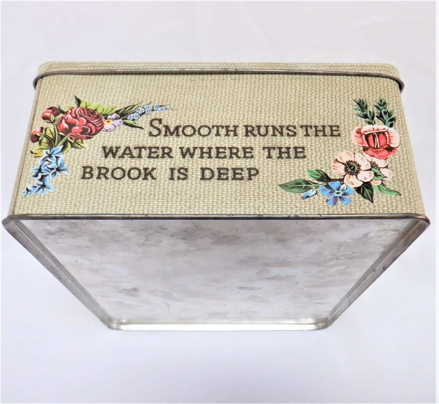 'BLESS THIS HOUSE', A Large Vintage Cookie Tin Container, by Carr's Famous Biscuit Company