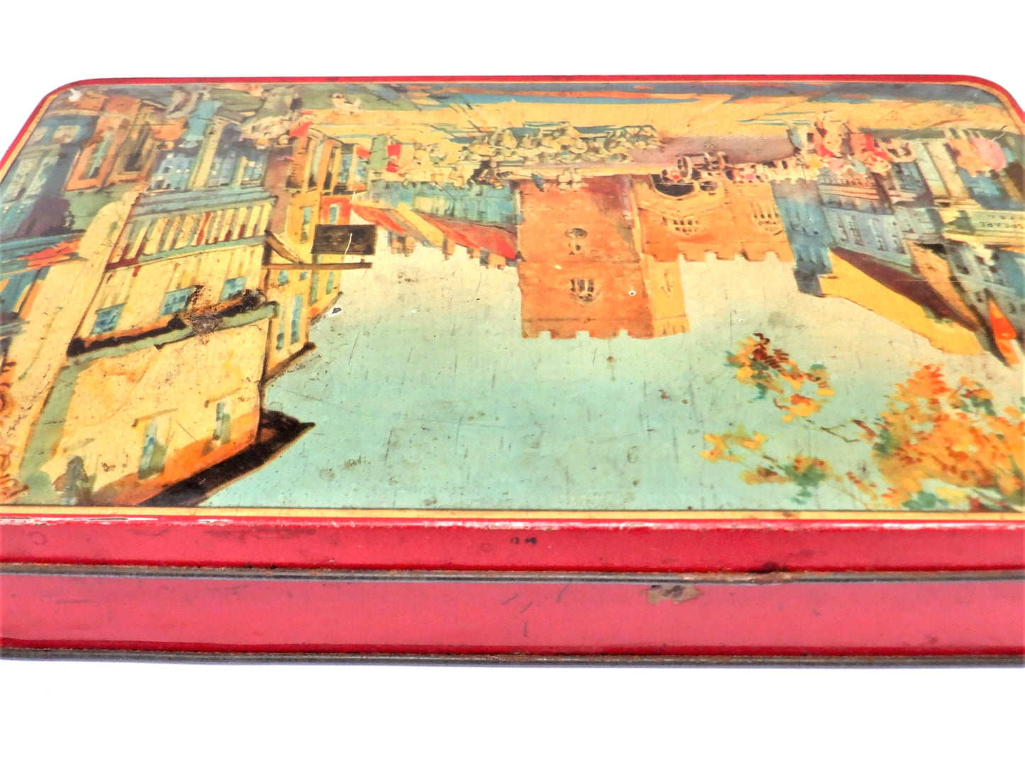 Vintage Tin Container by John Fitton & Co. England: 'HIGH STREET, STRATFORD-ON-AVON'
