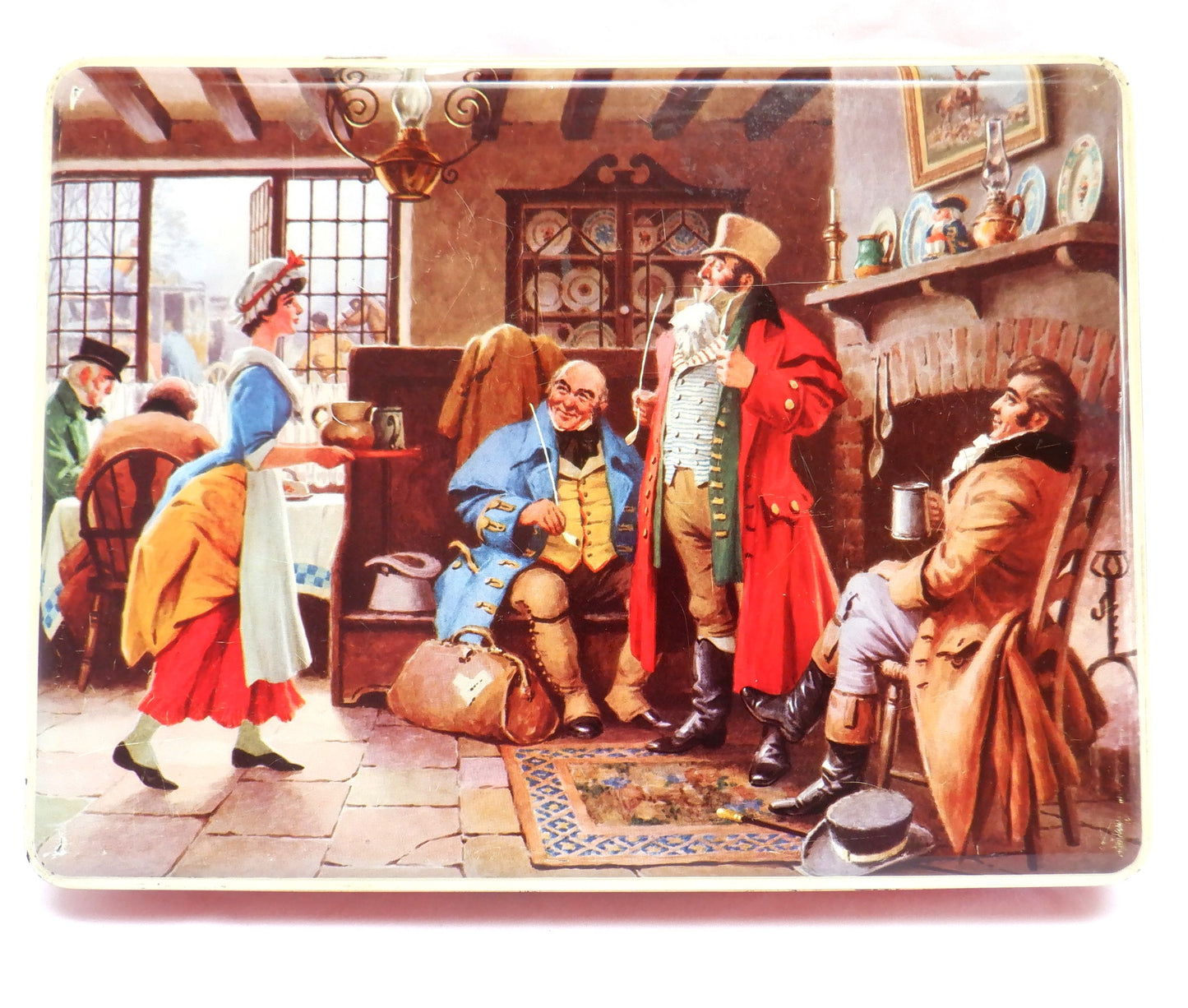 Vintage Toffee Tin Container by RILEY'S BROTHERS of Halifax, England: 'Ye Olde Inn & Carriage Pub'