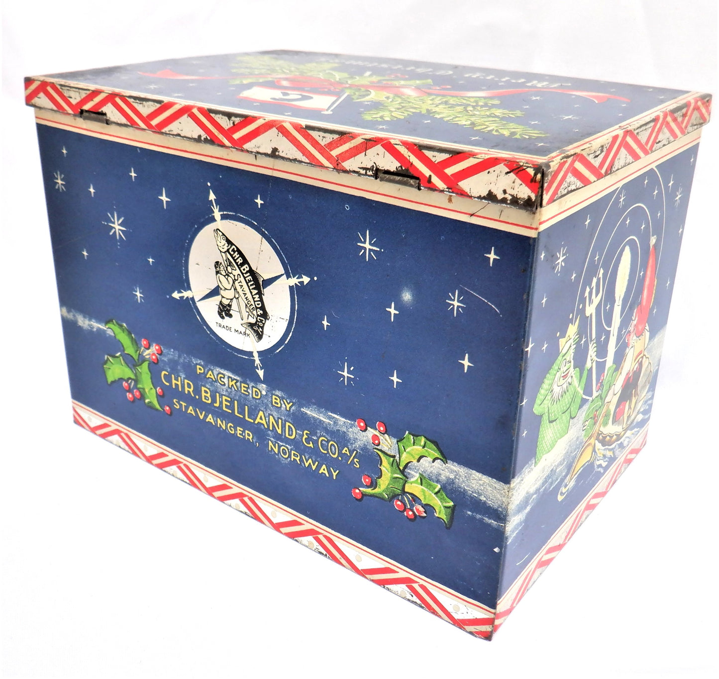 CHRISTENSEN CANADIAN AFRICAN LINES and PACIFIC ISLANDS TRANSPORT LINE: A/S Thor Dahl Christmas Edition Antique Tin Container