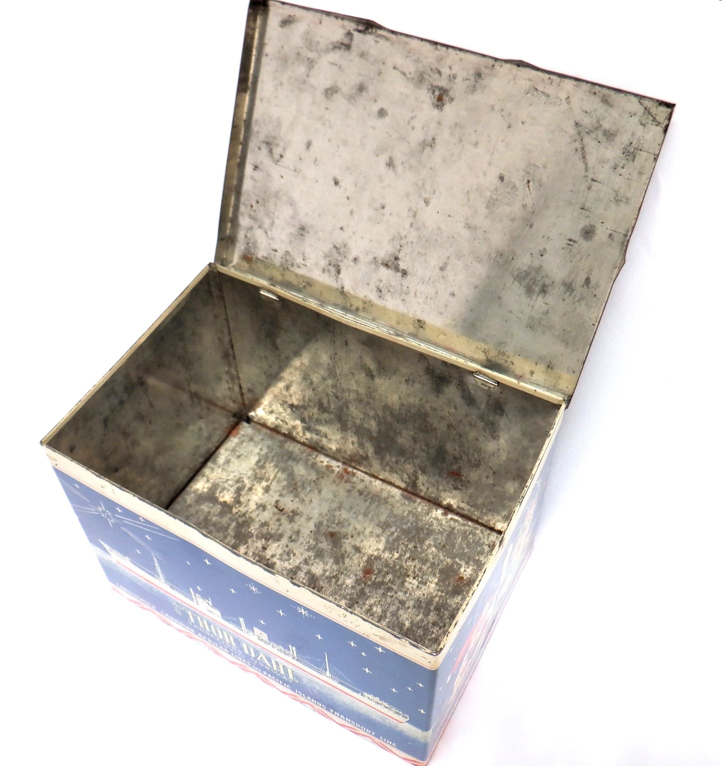 CHRISTENSEN CANADIAN AFRICAN LINES and PACIFIC ISLANDS TRANSPORT LINE: A/S Thor Dahl Christmas Edition Antique Tin Container