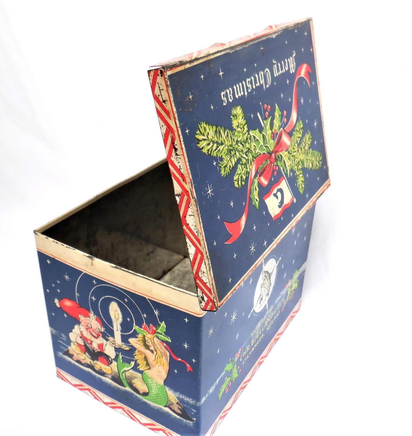 CHRISTENSEN CANADIAN AFRICAN LINES and PACIFIC ISLANDS TRANSPORT LINE: A/S Thor Dahl Christmas Edition Antique Tin Container