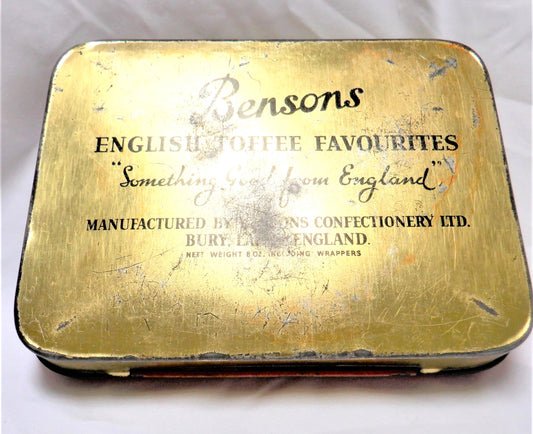 Vintage Tin Container by Bensons Confectionery of England: 'PICCADILLY CIRCUS, LONDON'