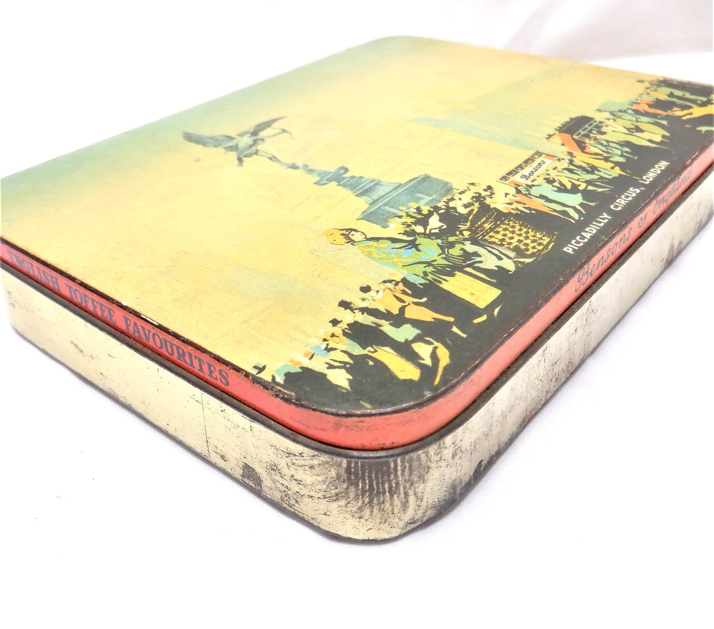 Vintage Tin Container by Bensons Confectionery of England: 'PICCADILLY CIRCUS, LONDON'