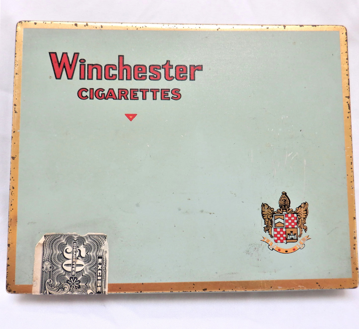VINTAGE FLAT FIFTY Tobacco Tin Container: 'WINCHESTER CIGARETTES' Made in CANADA
