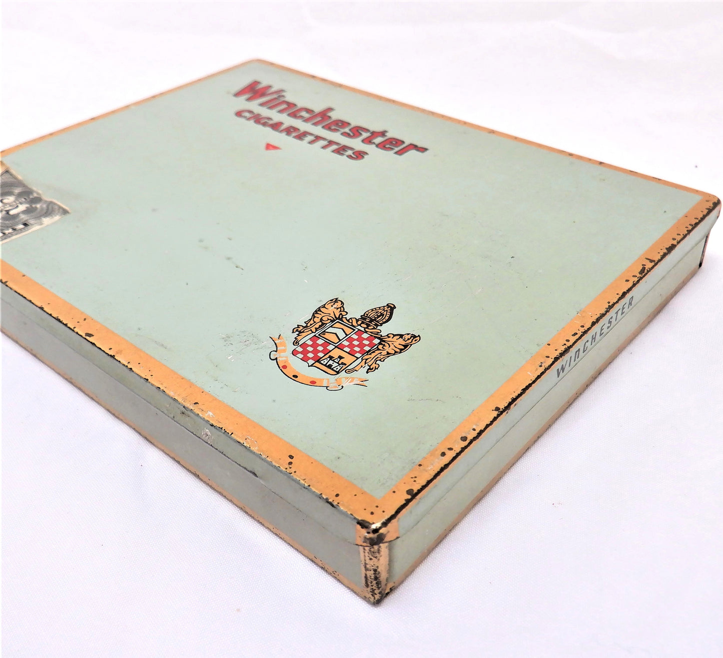 VINTAGE FLAT FIFTY Tobacco Tin Container: 'WINCHESTER CIGARETTES' Made in CANADA