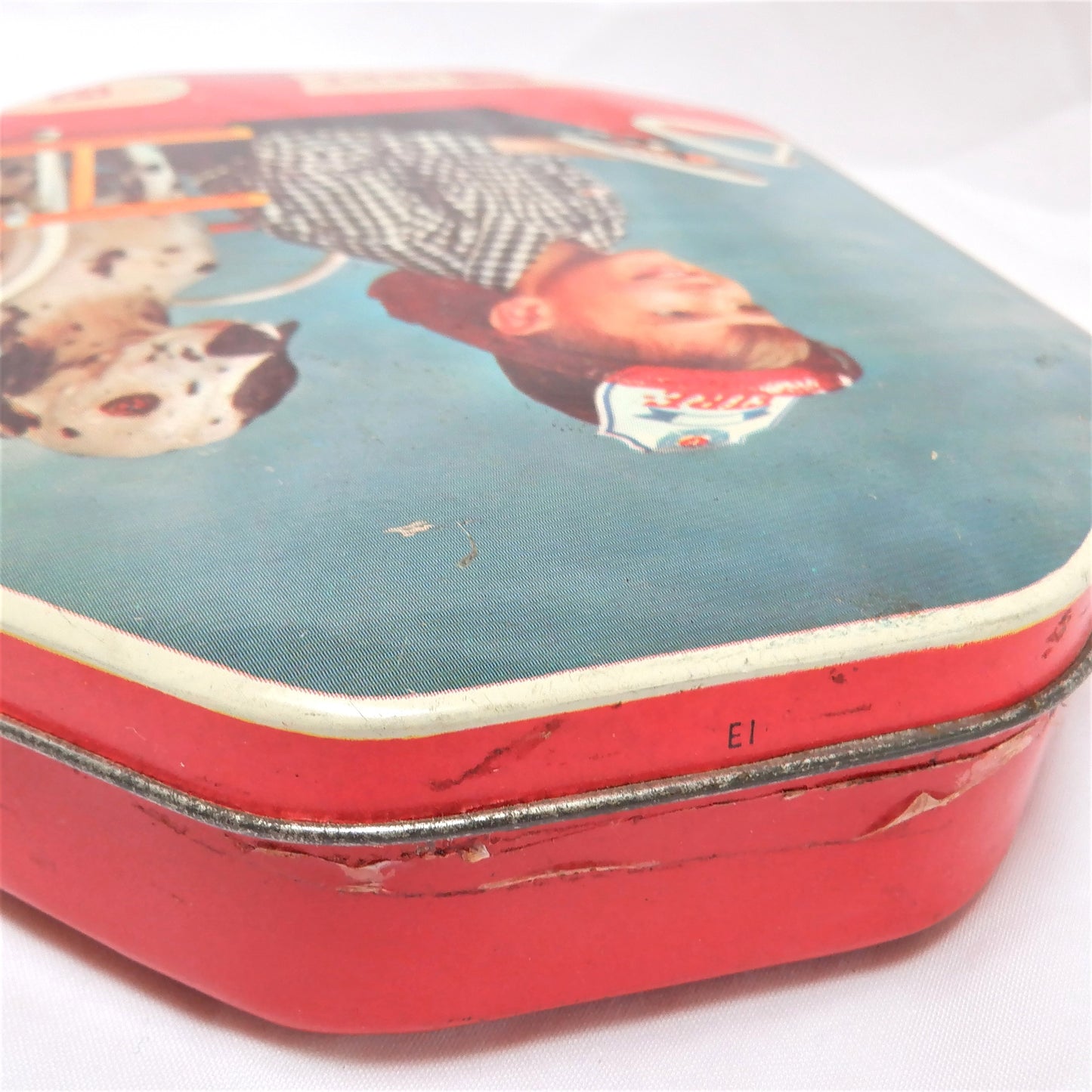 Vintage 1950's Adorable Tin by Rogall's Limited of England: 'THE YOUNG FIREMAN AND HIS TRUSTY DALMATION COMPANION'