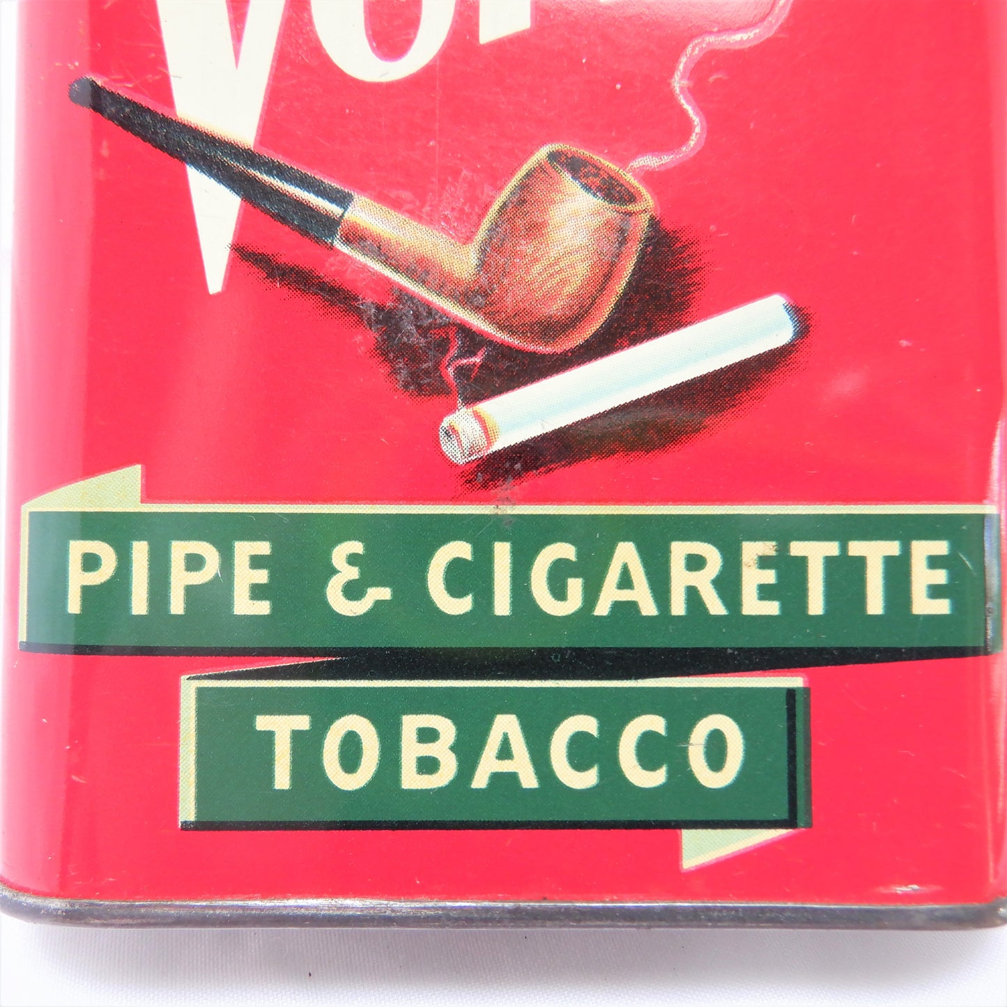 'VELVET PIPE & CIGARETTE TOBACCO' Red Vintage Tin Pocket Container, Made in USA