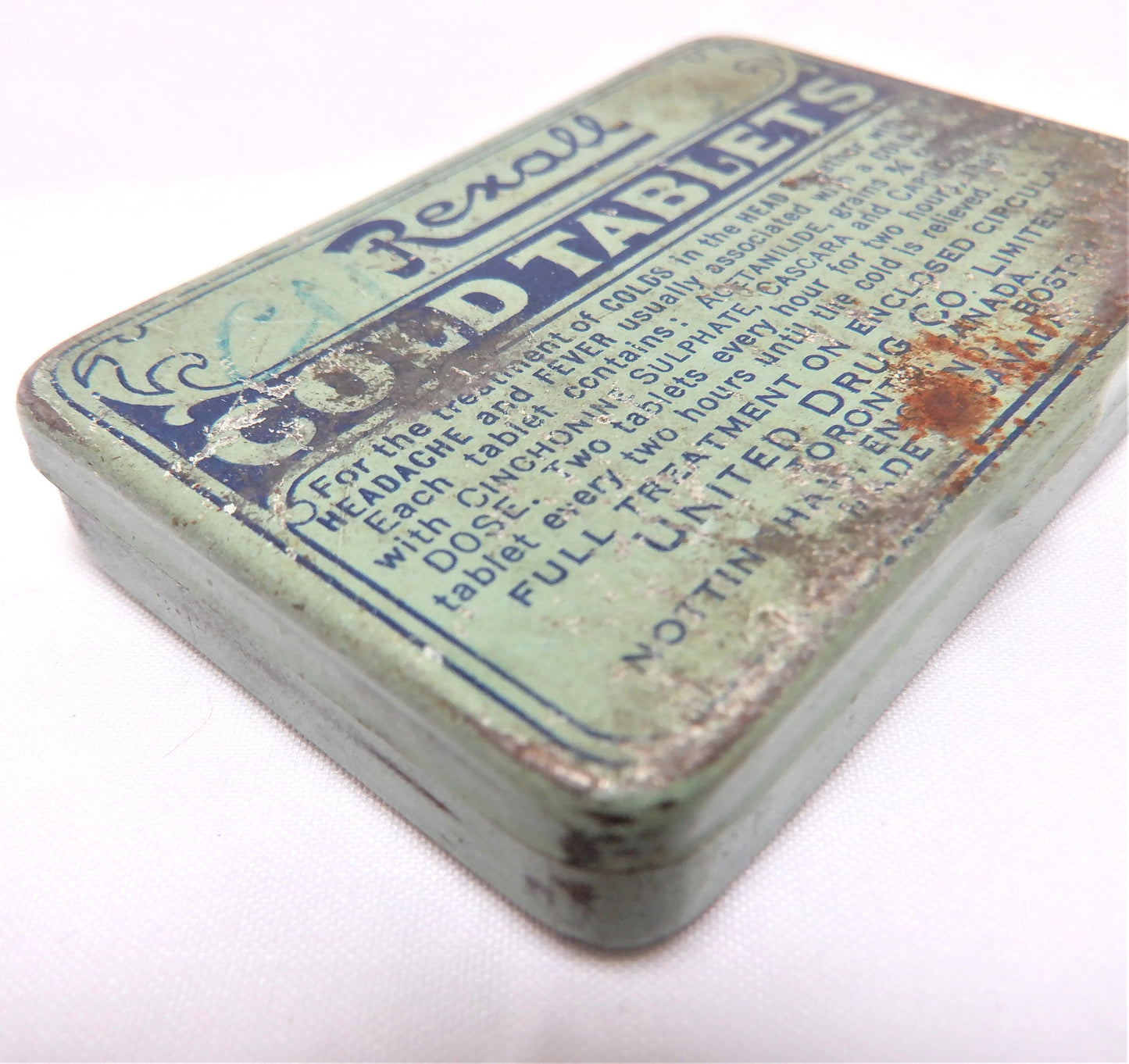 Vintage Pocket Pill Tin by REXALL COLD TABLETS, Made in CANADA