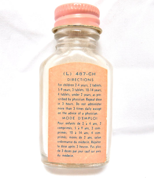 ST. JOSEPH BEBETINE TABLETS FOR CHILDREN, A Pretty Mid-Century Glass Bottle Made in CANADA