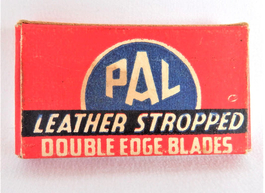 PAL LEATHER STROPPED DOUBLE EDGE SHAVING BLADES, Made in Canada Cardboard Box, 1940's