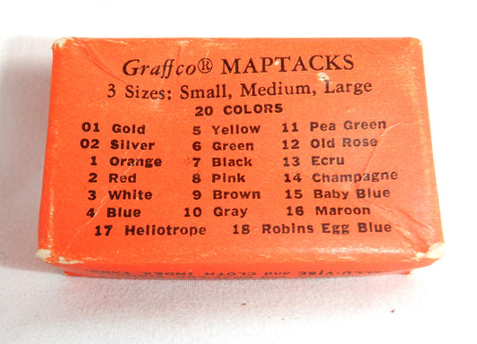VINTAGE CARDBOARD BOX OF M6 GRAFFCO MAPTACKS
