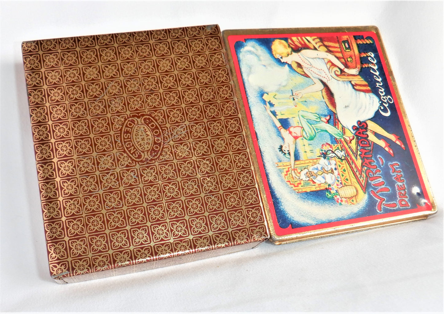 Vintage ART DECO Pocket Tobacco Tin, by DODO Designs: "MIRANDA'S DREAM CIGARETTES"