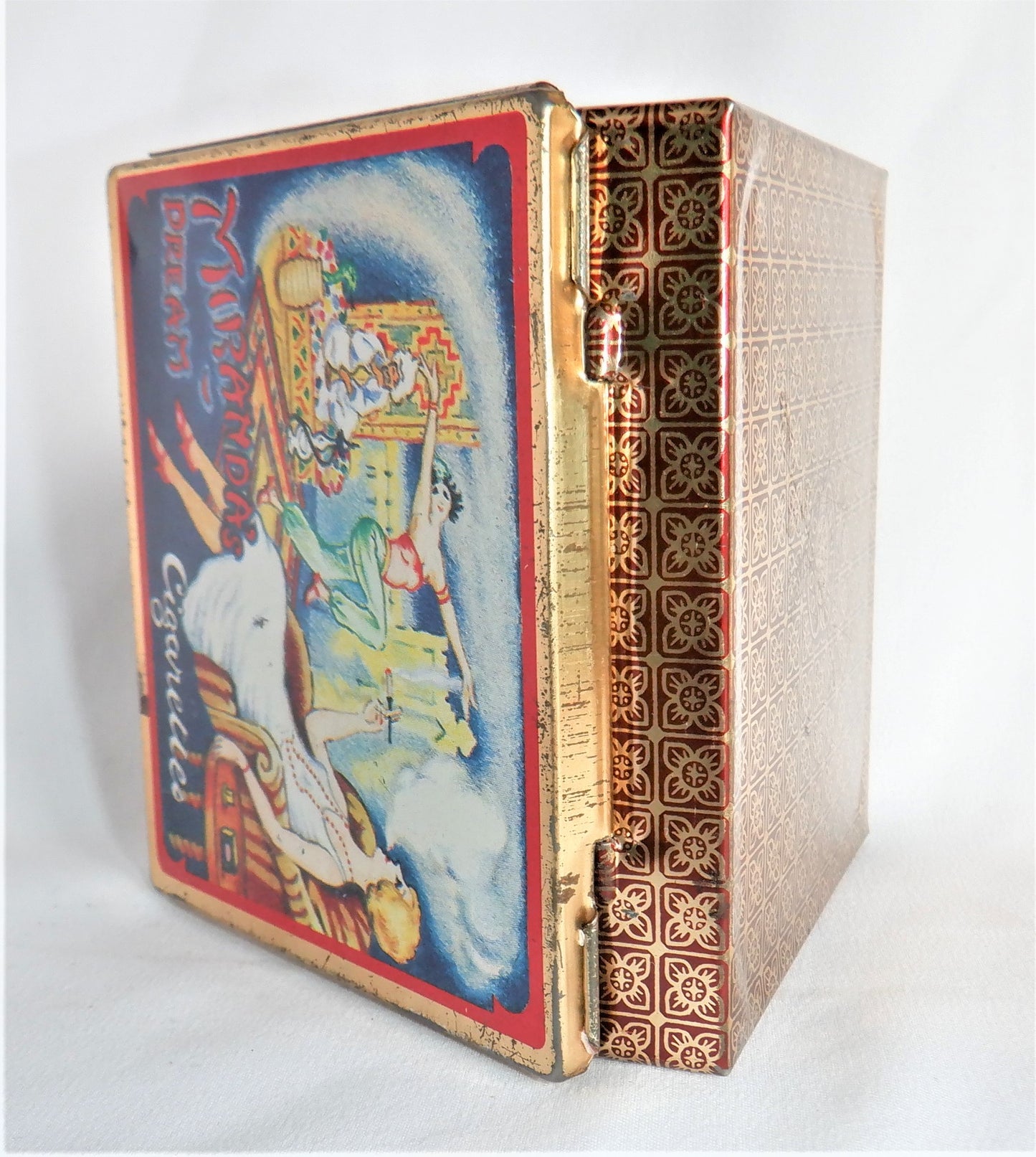 Vintage ART DECO Pocket Tobacco Tin, by DODO Designs: "MIRANDA'S DREAM CIGARETTES"