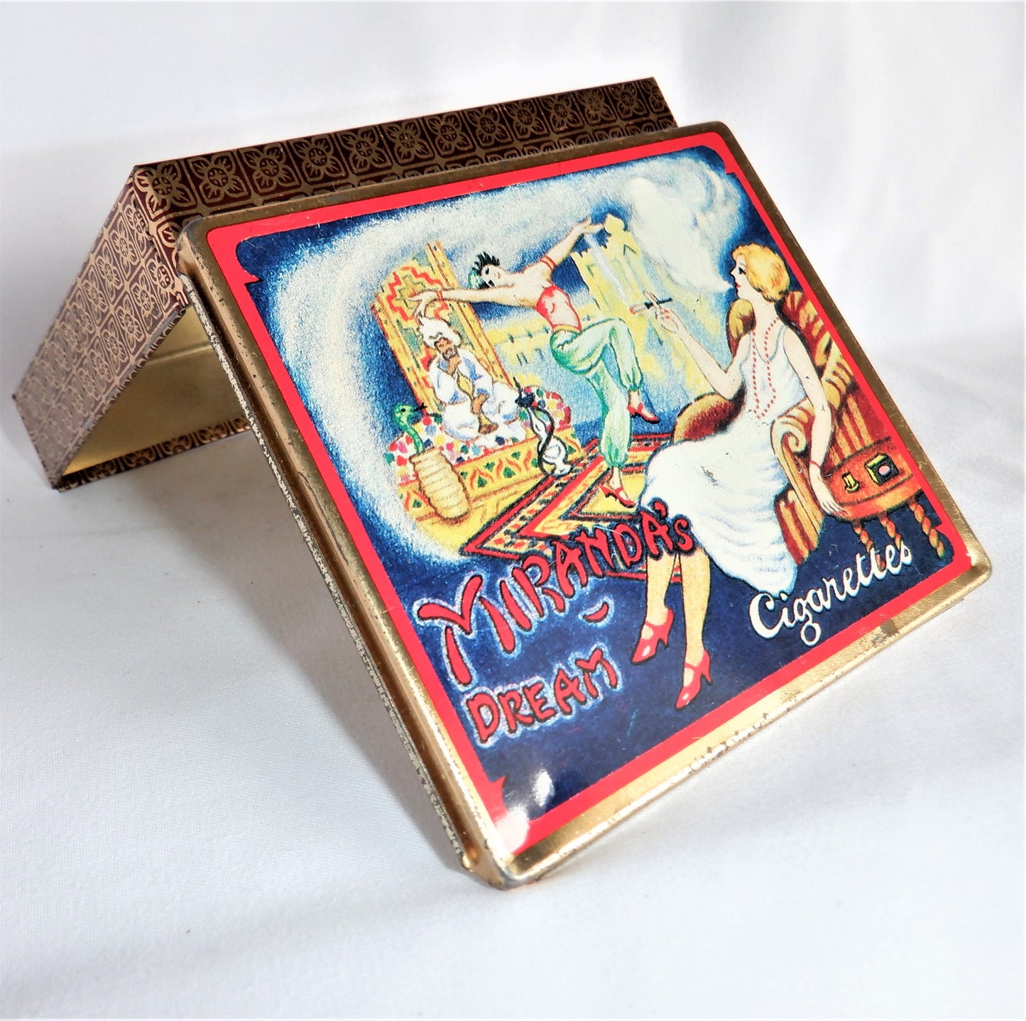 Vintage ART DECO Pocket Tobacco Tin, by DODO Designs: "MIRANDA'S DREAM CIGARETTES"