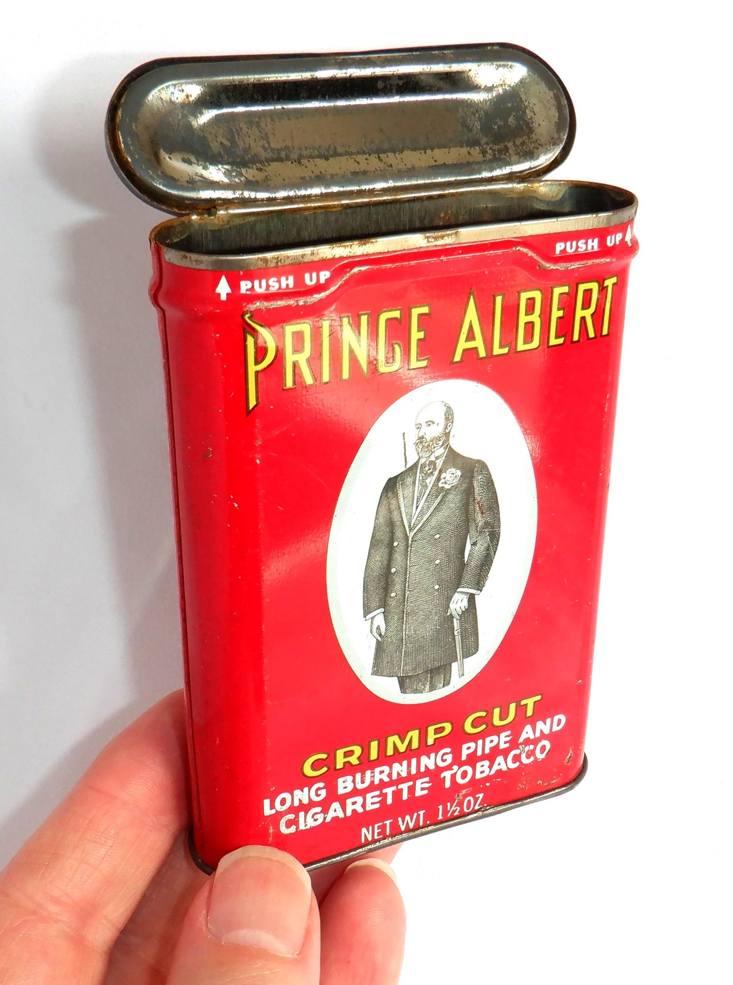 PRINCE ALBERT CRIMP CUT PIPE AND CIGARETTE TOBACCO VINTAGE POCKET TIN
