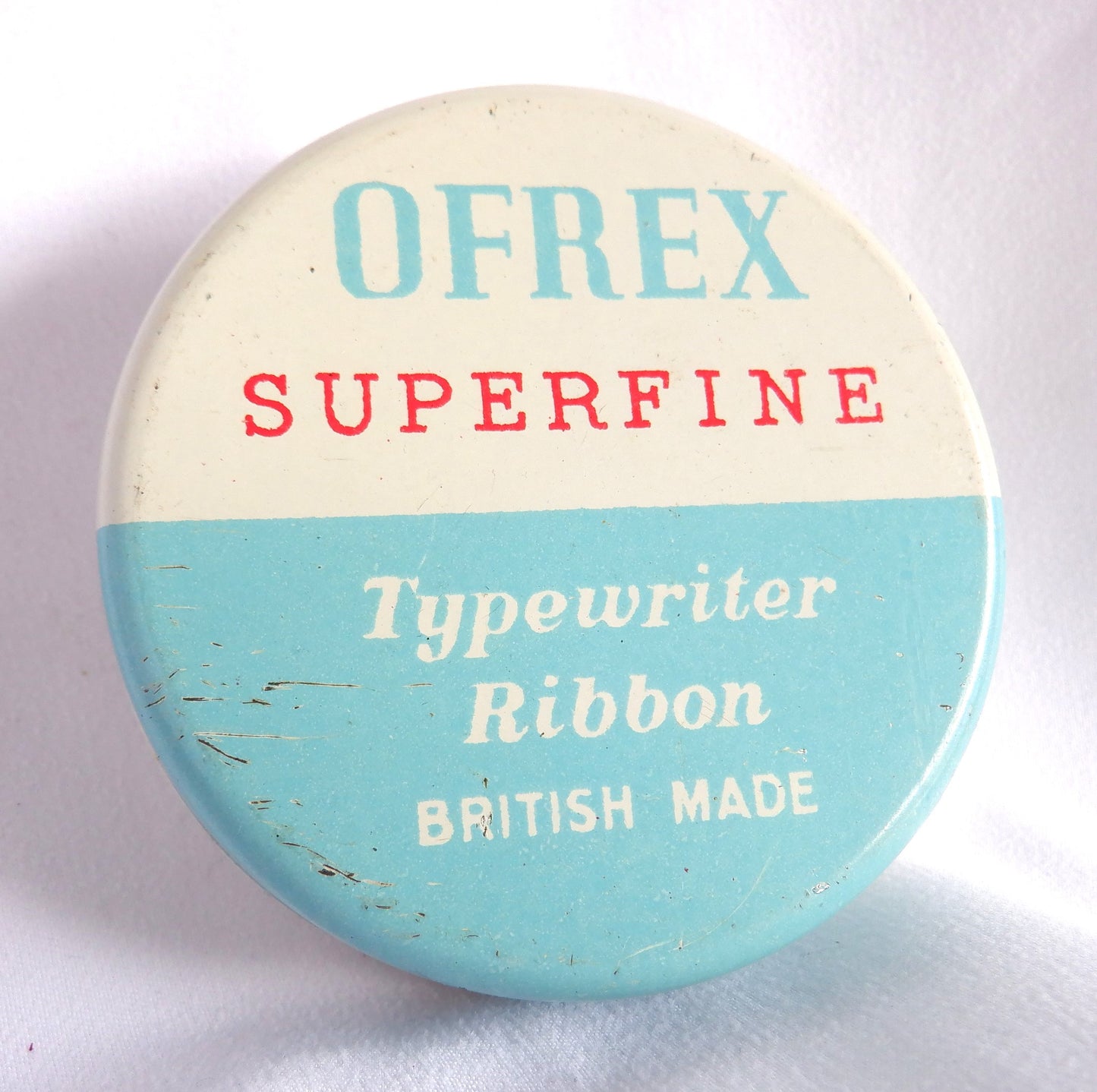 OFREX SUPERFINE TYPEWRITER RIBBON, British Made Vintage Tin Can