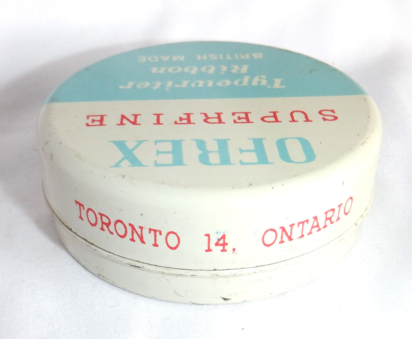 OFREX SUPERFINE TYPEWRITER RIBBON, British Made Vintage Tin Can