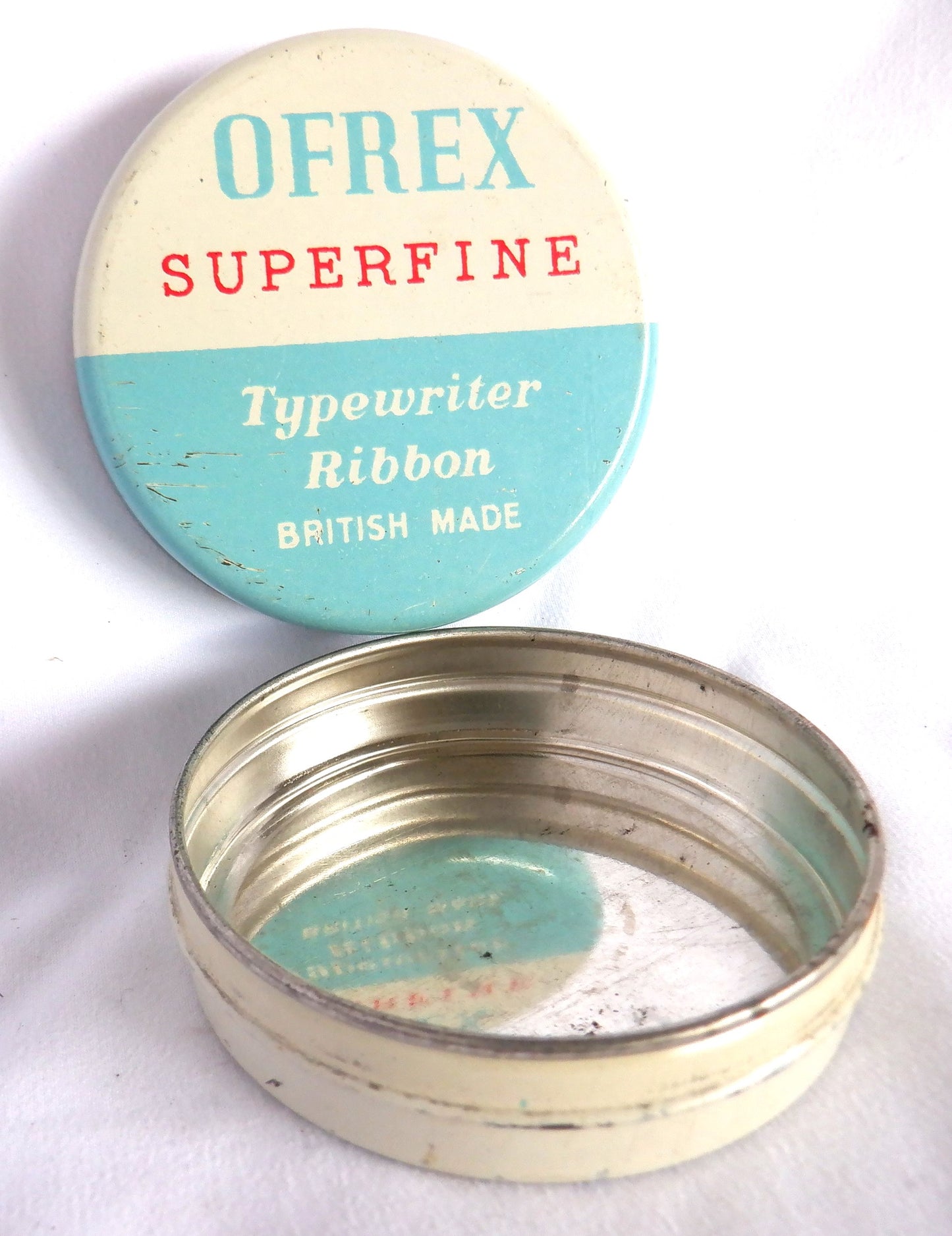 OFREX SUPERFINE TYPEWRITER RIBBON, British Made Vintage Tin Can