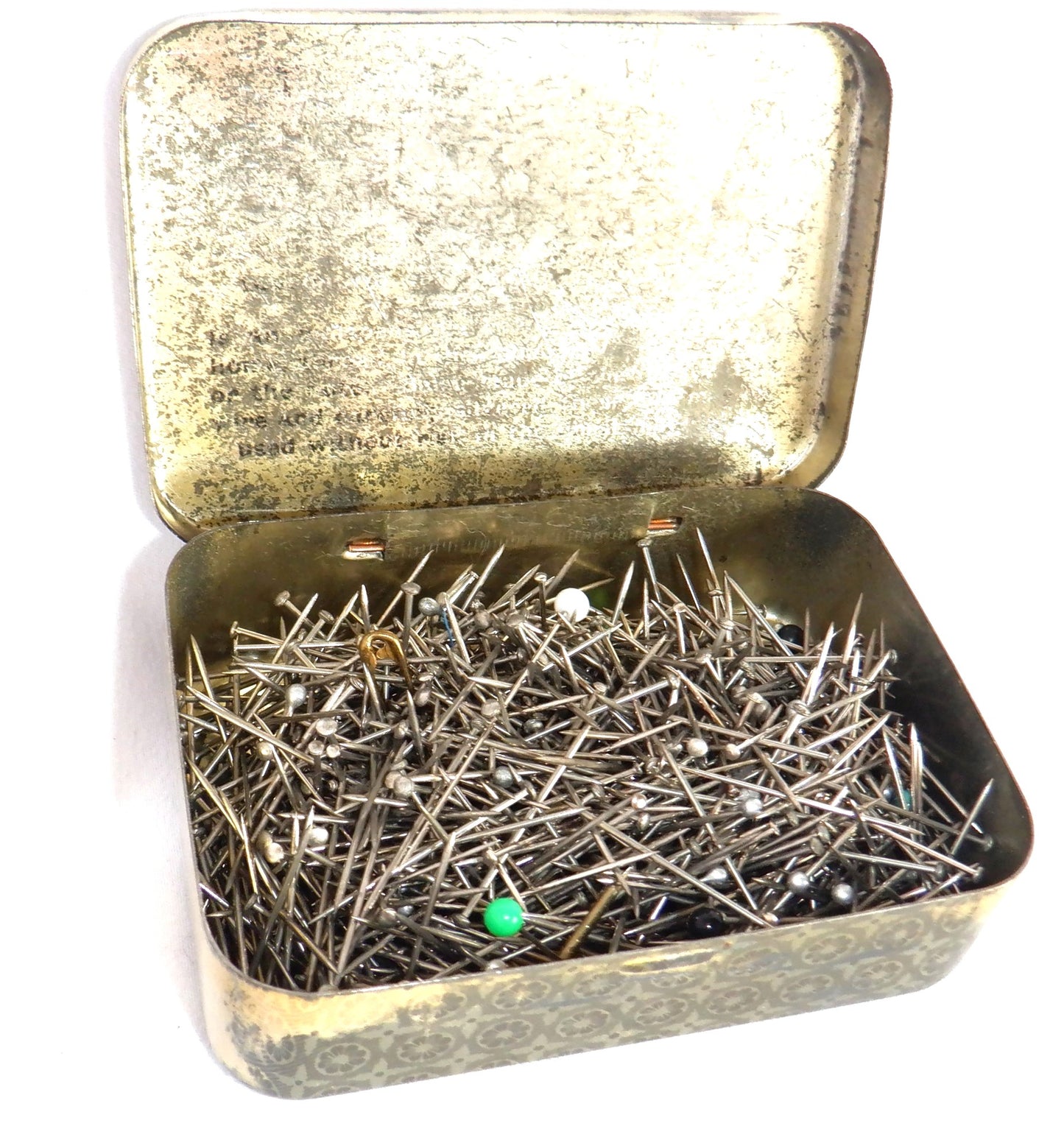 Antique Discreet Travel & Storage Tin Container from England: 'THE LADY'S OWN TOILET PIN BOX'