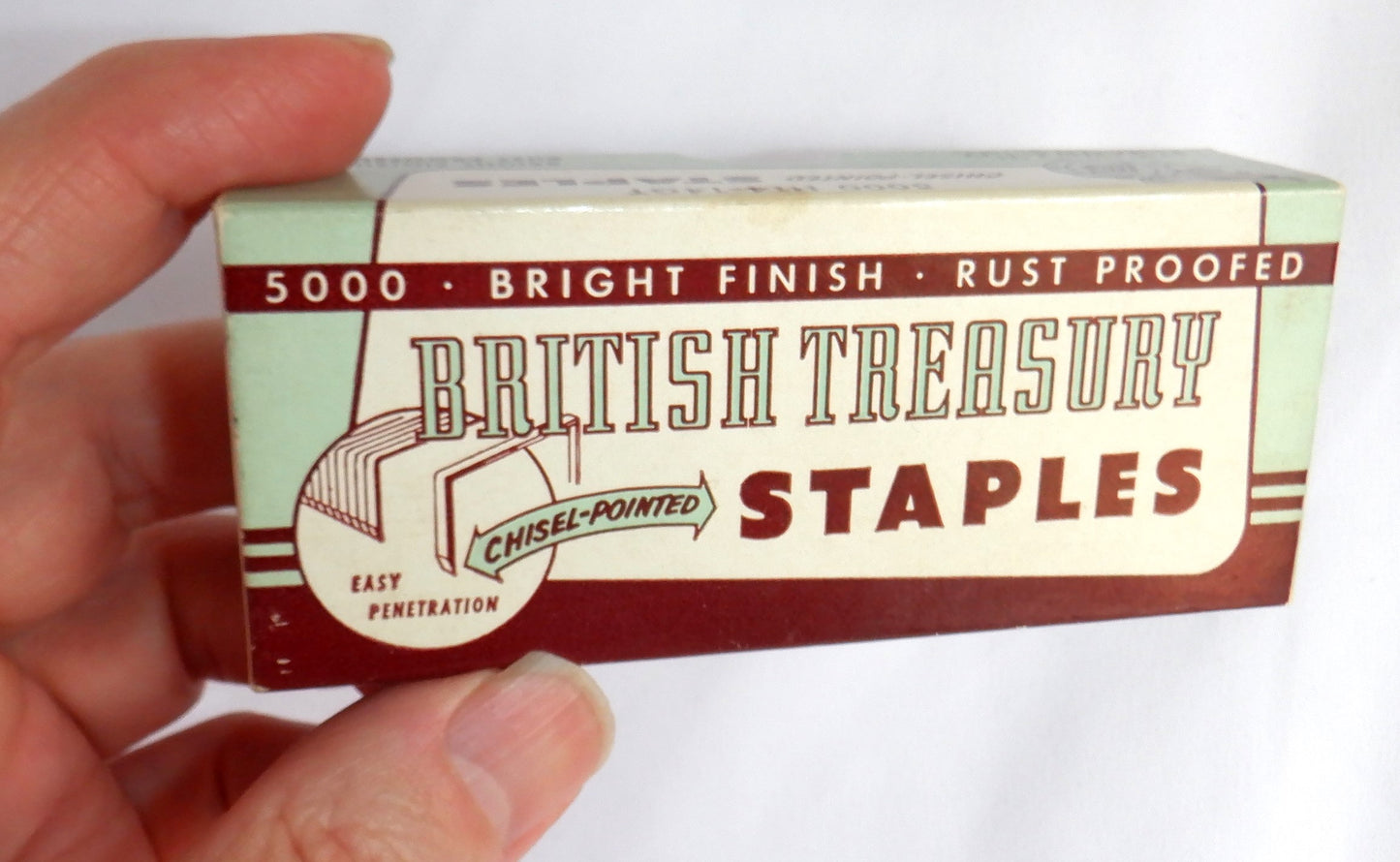 VINTAGE BOX OF GRAND & TOY LTD CHISEL-POINTED STAPLES, Made in Canada