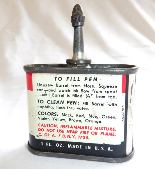 MARSH BLACK INK Vintage Dispenser-type Tin Can, Made in USA