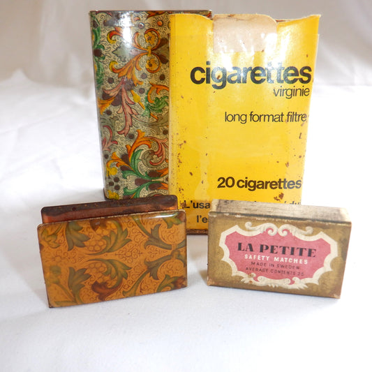 RARE East Coast Smokers Tin & 1980's Loblaw's liner, Match Box Cover & La Petite Safety Matches, CANADIANNA