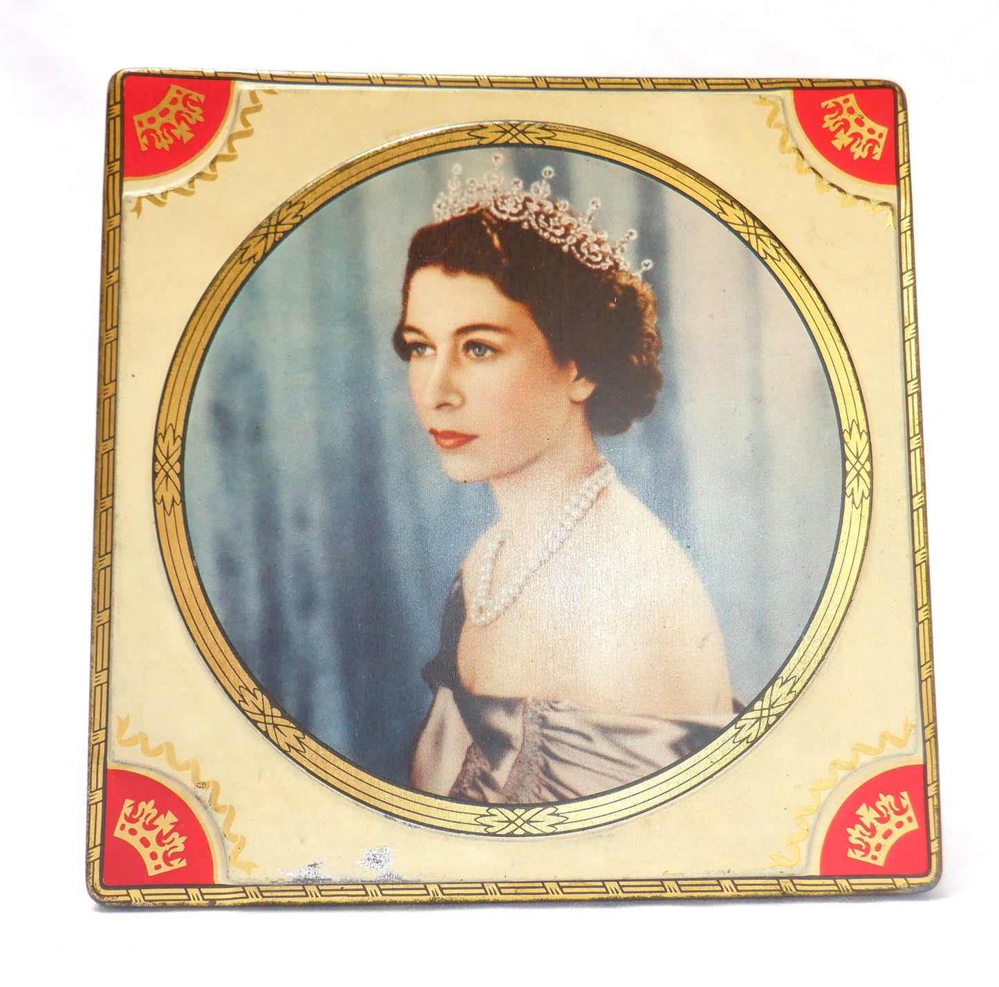 1953 Souvenir Vintage Tin of H.M. Queen Elizabeth II Coronation, by Henry Thorne Toffee Co.
