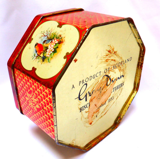 Vintage Hinged Octagonal Tin, by Gray Dunn Biscuit Company of England: 'THE GOLDEN PHEASANT'