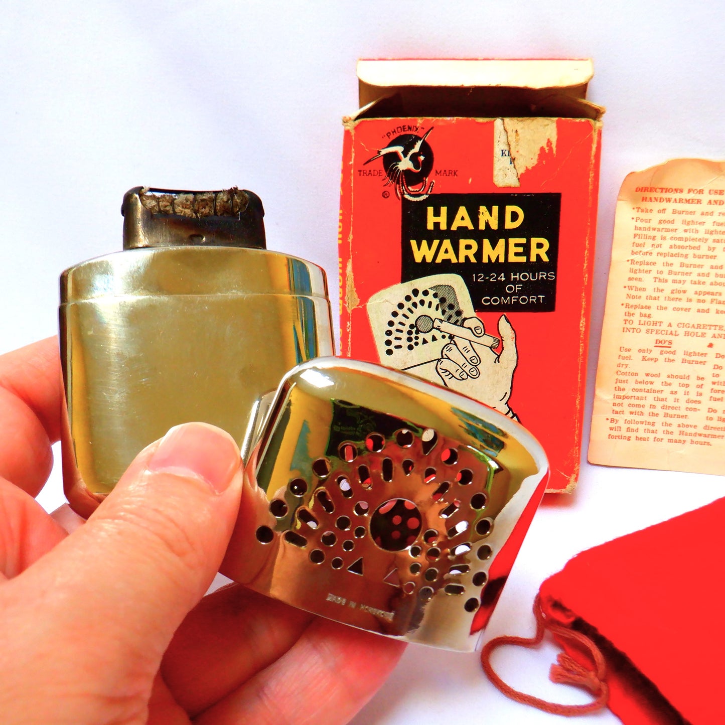 VINTAGE HAND WARMER & CIGARETTE LIGHTER, by Phoenix Trade Mark, Made in Hong Kong 1970's
